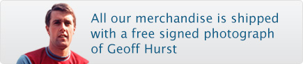 All our merchandise is shipped with a signed photograph of Geoff Hurst